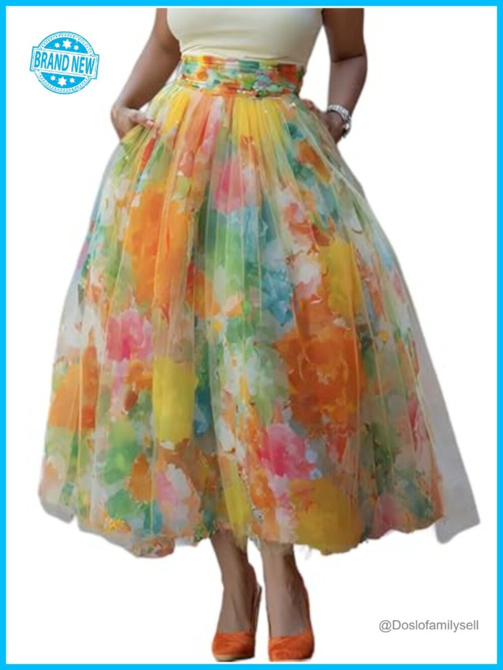 Tulle Maxi Skirt High Waist A Line Flowy Summer Skirt